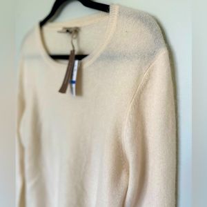 Cream Vertical Design Cashmere Sweater- XL